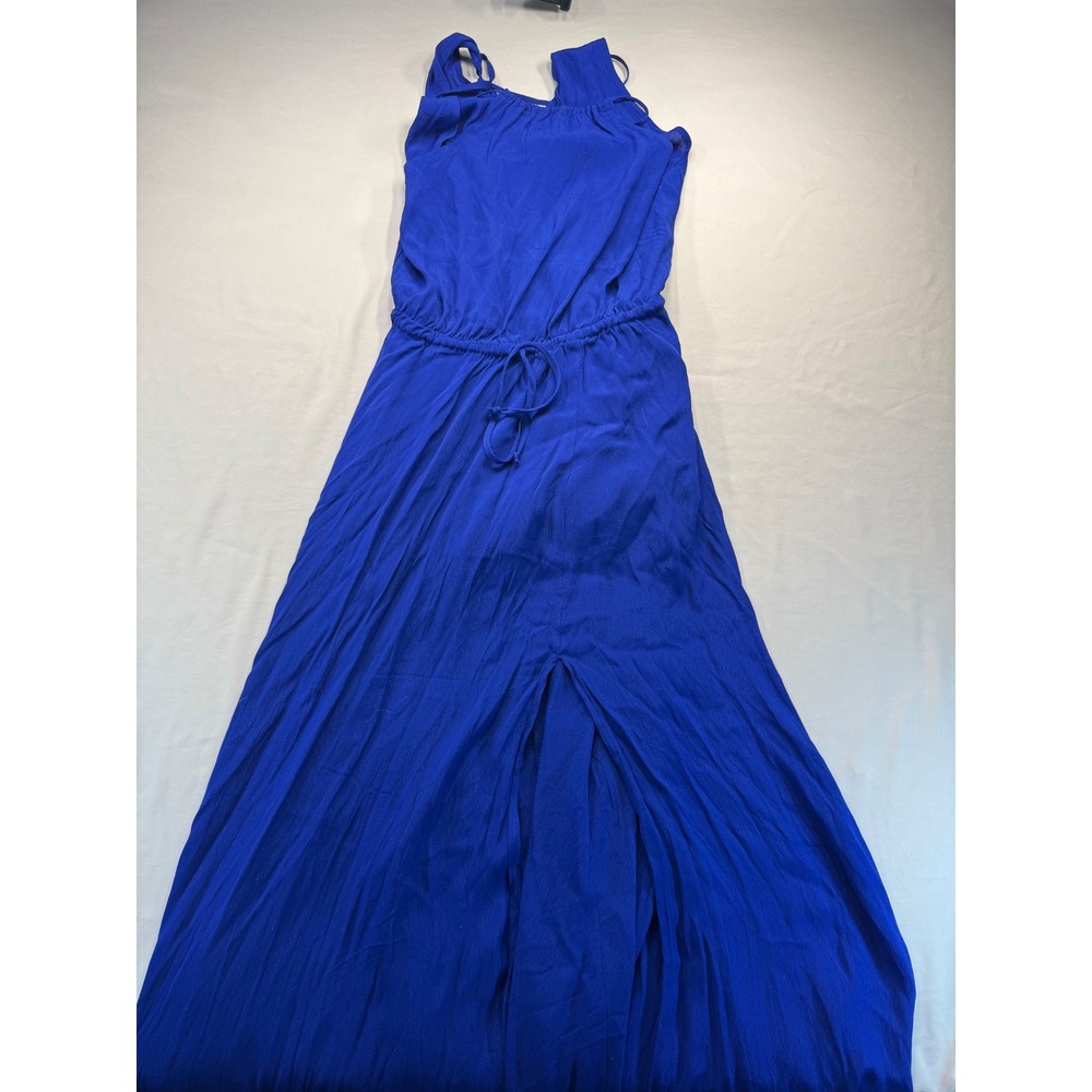 VICI Women Large Royal Blue Sleeveless Drawstring Waist Front Slit Maxi Dress